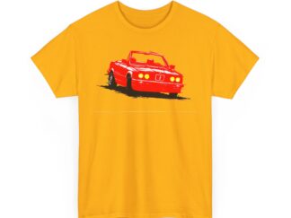 T-Shirt, BMW E30 Cabrio, Kritzel-Kratzel-Auto, Rot1, großer feiner Druck