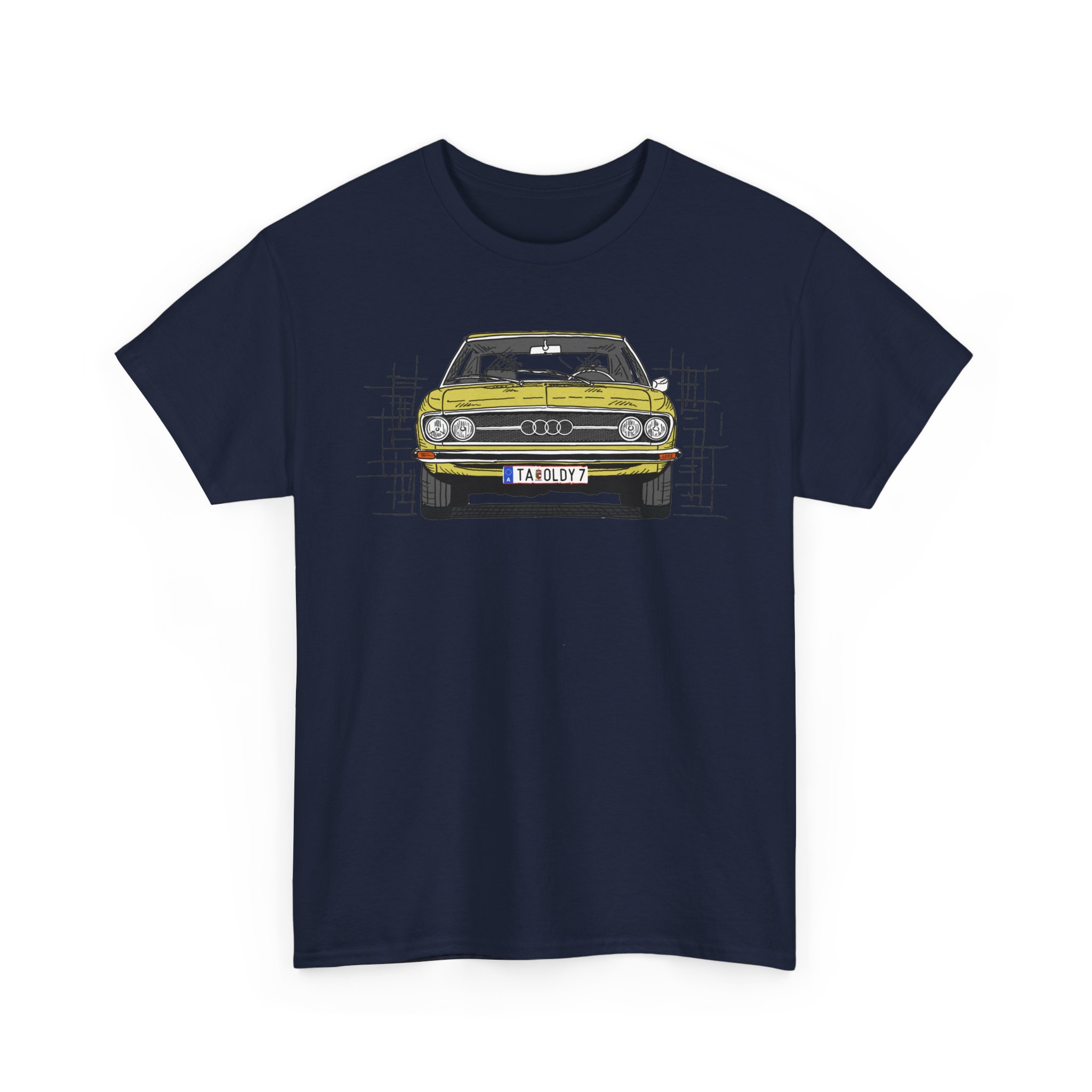 T-Shirt, Audi 100 C1, Strichzeichnung, Gelb, TA OLDY 7 – Bild 9
