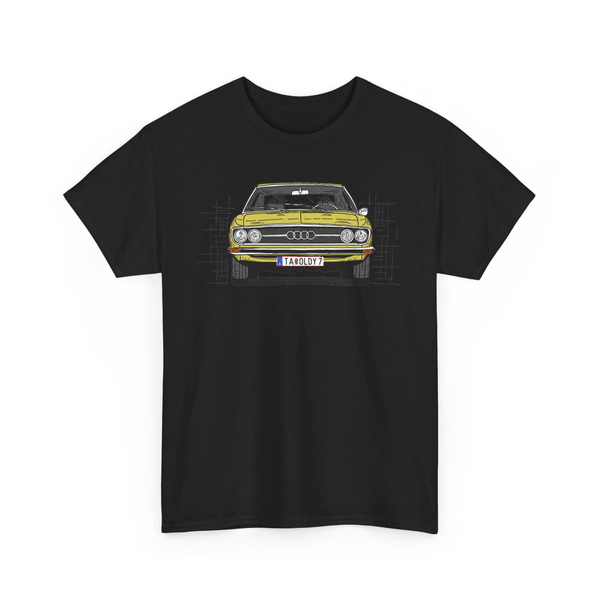 T-Shirt, Audi 100 C1, Strichzeichnung, Gelb, TA OLDY 7 – Bild 3
