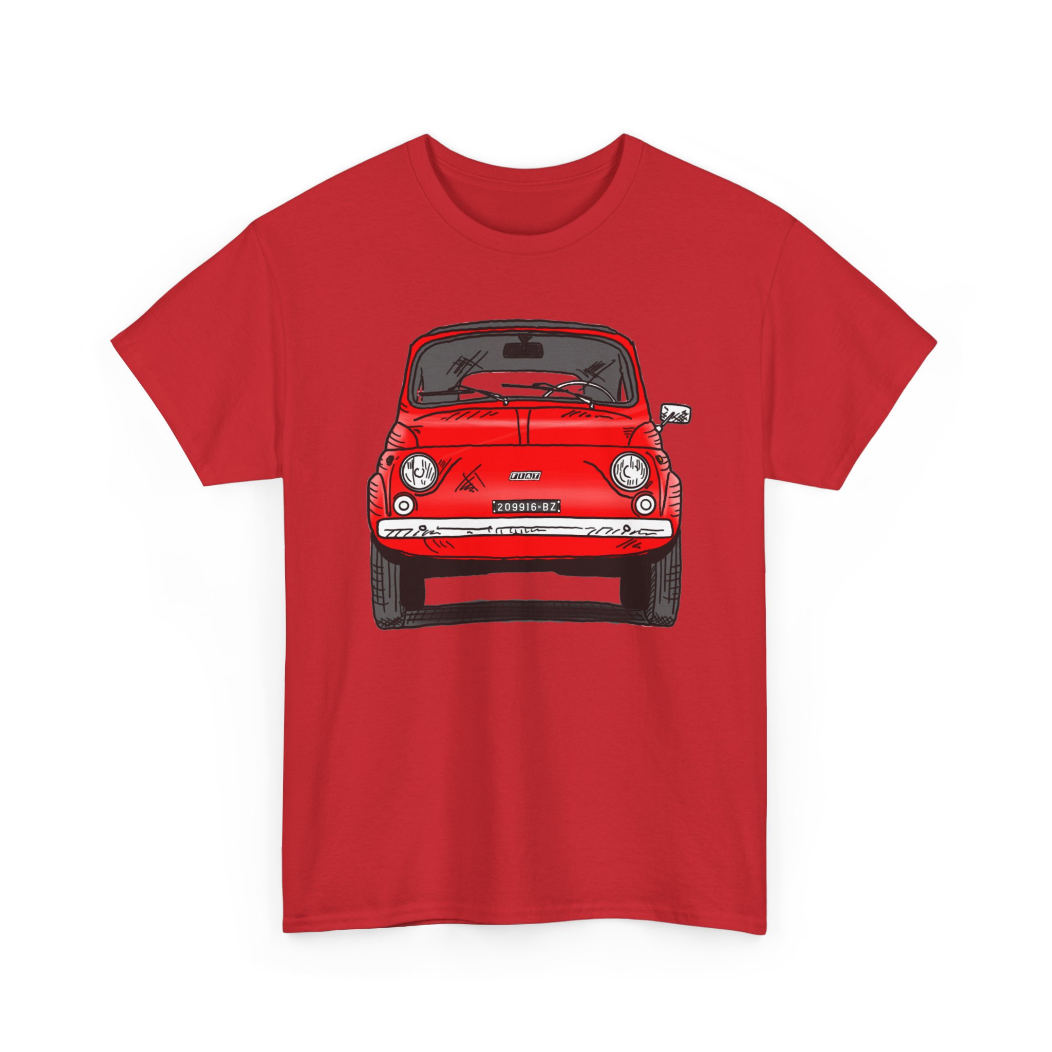 T-Shirt, Fiat 500 Cinquecento, Strichzeichnung, Rot, 209916 BZ – Bild 9