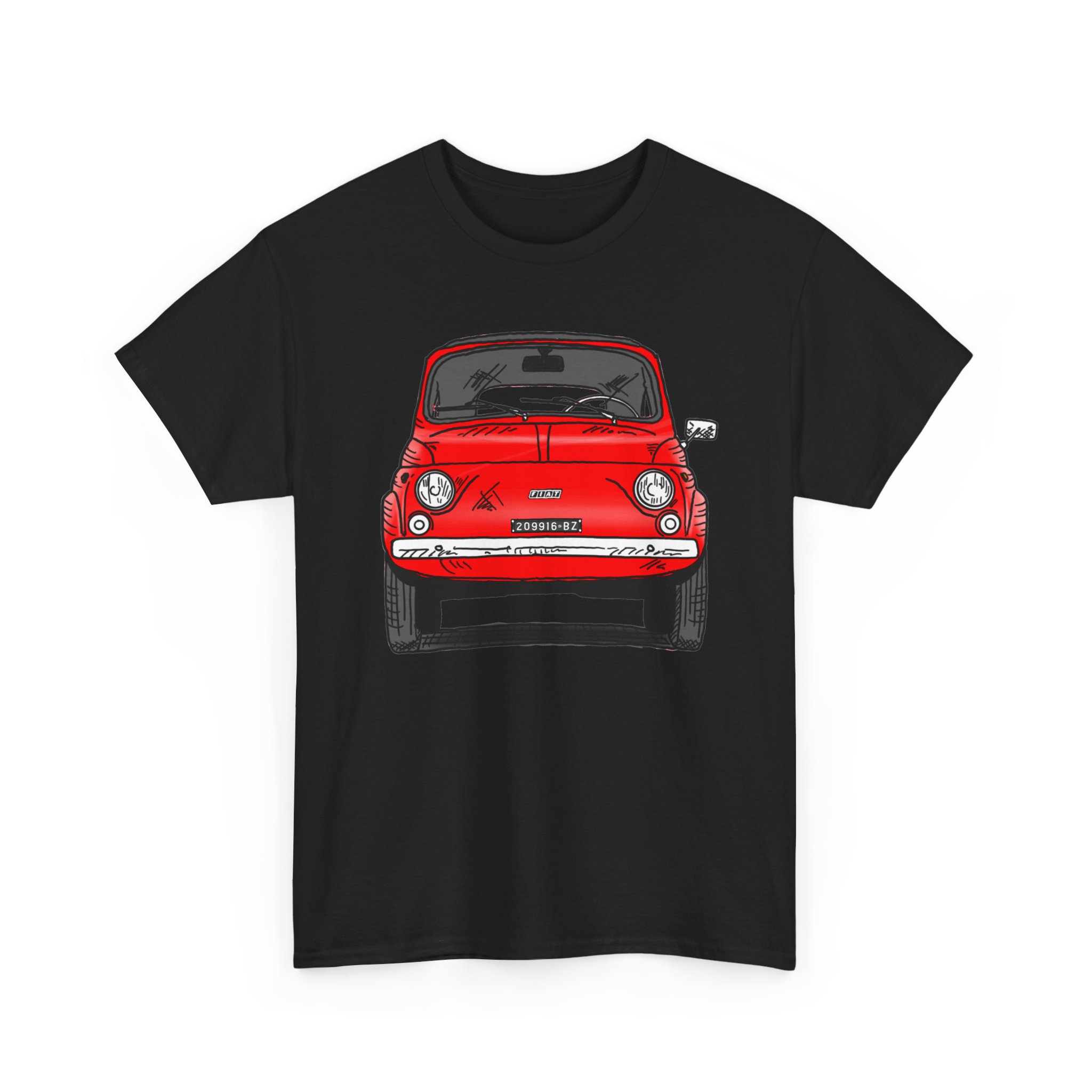 T-Shirt, Fiat 500 Cinquecento, Strichzeichnung, Rot, 209916 BZ – Bild 3