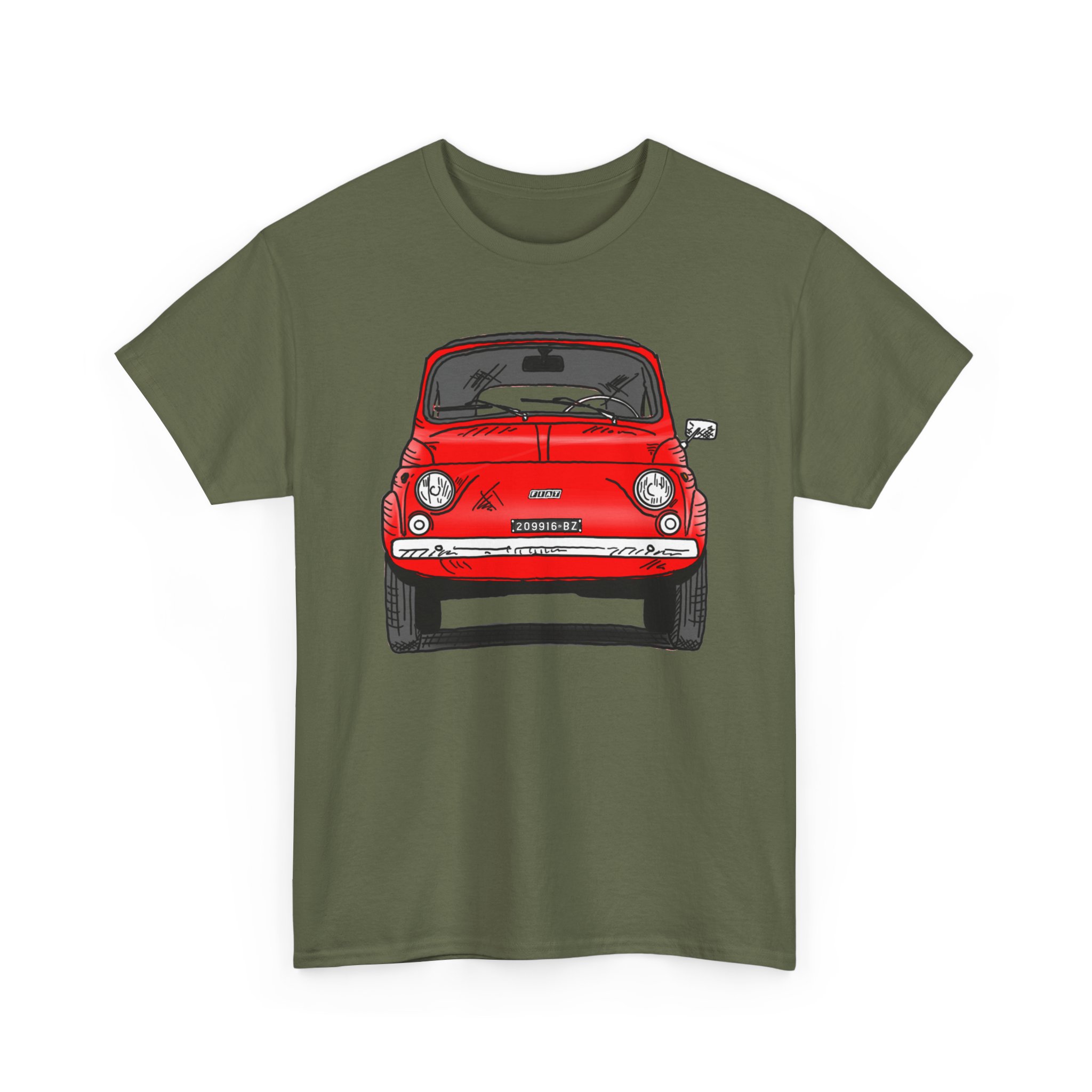 T-Shirt, Fiat 500 Cinquecento, Strichzeichnung, Rot, 209916 BZ – Bild 5