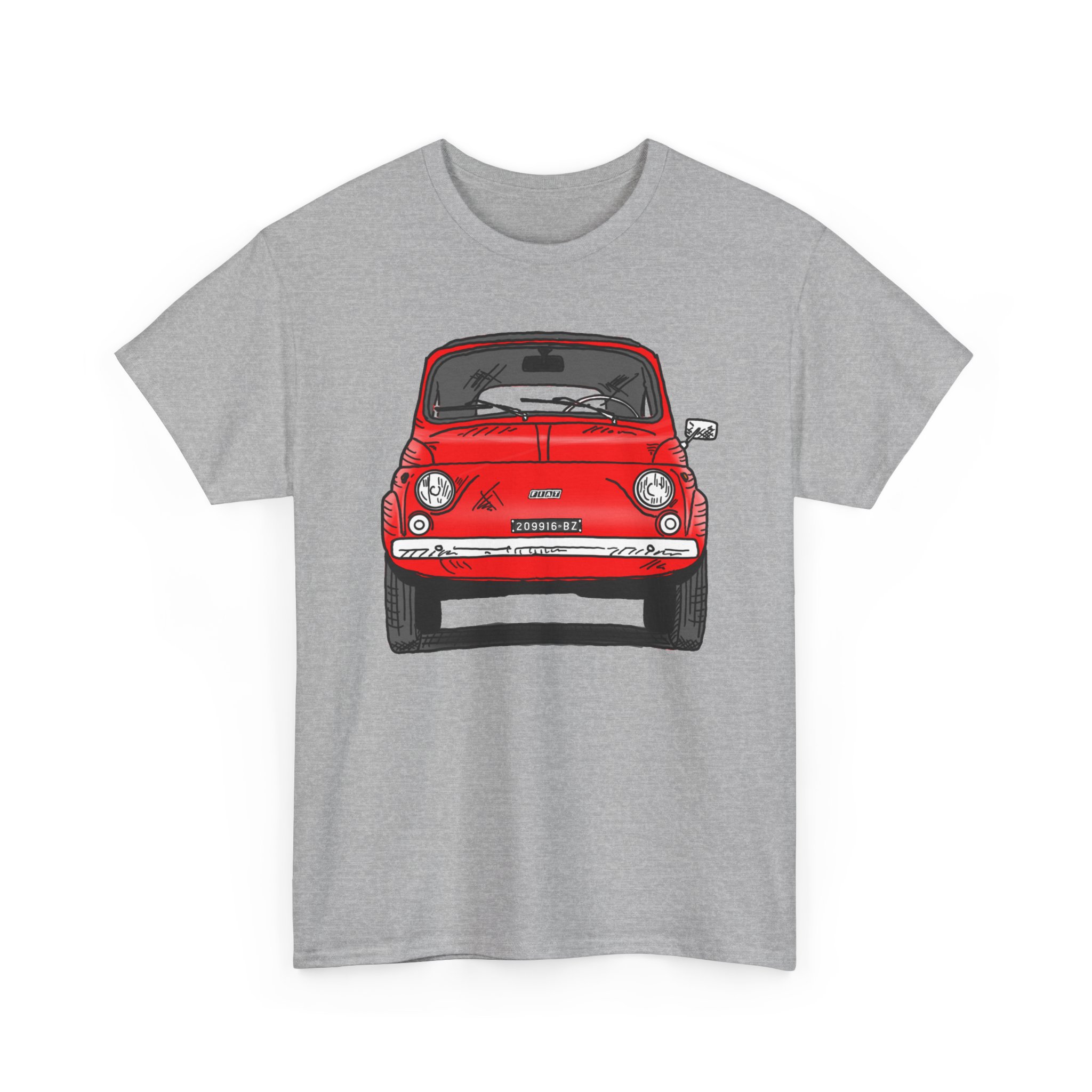 T-Shirt, Fiat 500 Cinquecento, Strichzeichnung, Rot, 209916 BZ