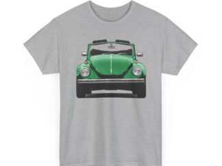 T-Shirt, VW Käfer Cabrio, 1302, Strichzeichnung, Grün, mit Kennzeichen personalisierbar