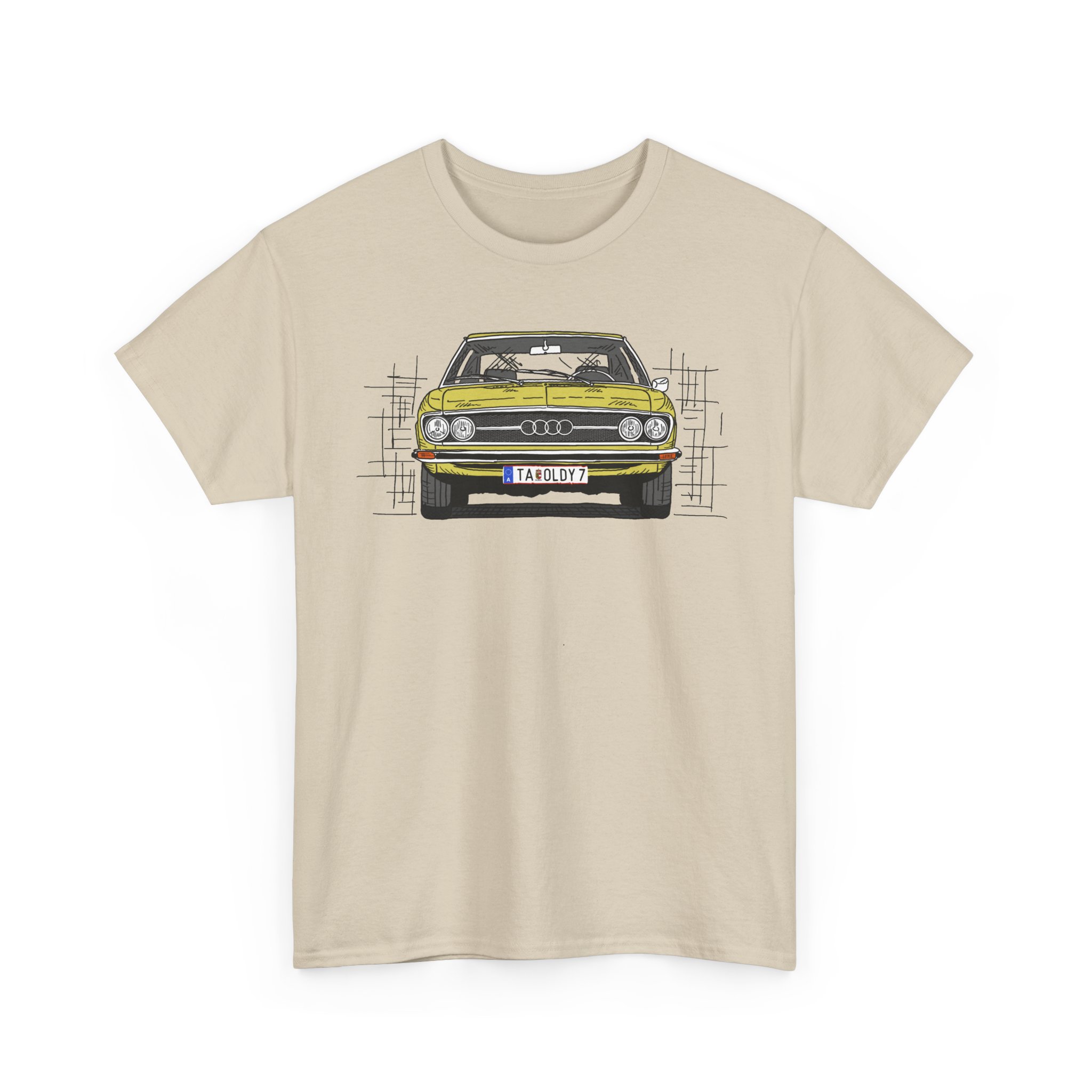 T-Shirt, Audi 100 C1, Strichzeichnung, Gelb, TA OLDY 7 – Bild 4