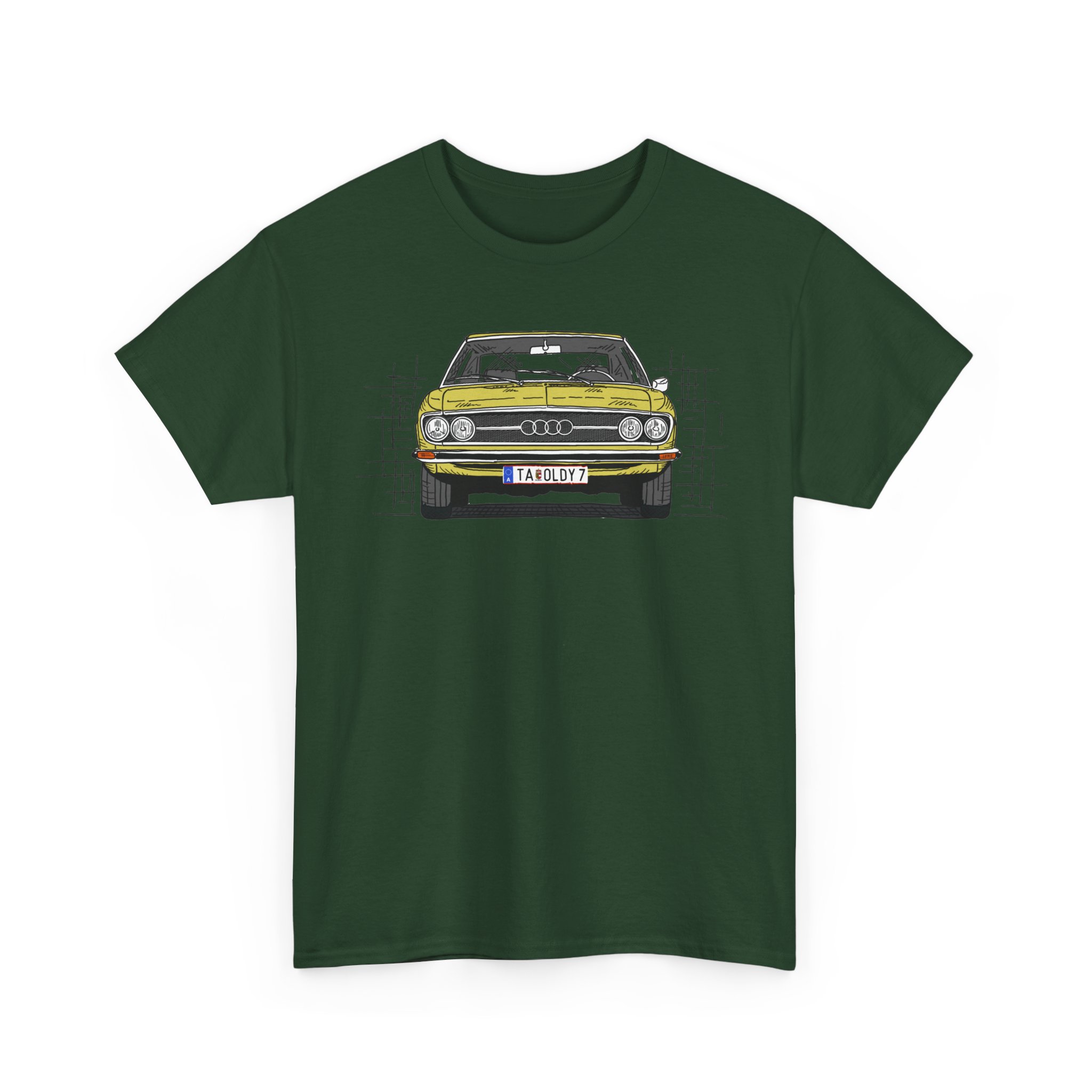 T-Shirt, Audi 100 C1, Strichzeichnung, Gelb, TA OLDY 7