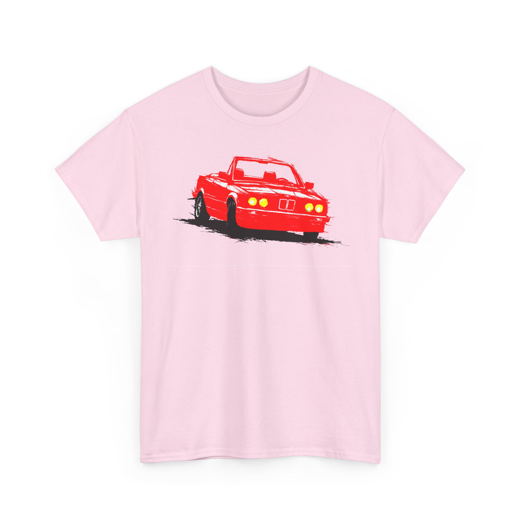 T-Shirt, BMW E30 Cabrio, Kritzel-Kratzel-Auto, Rot1, großer feiner Druck – Bild 8
