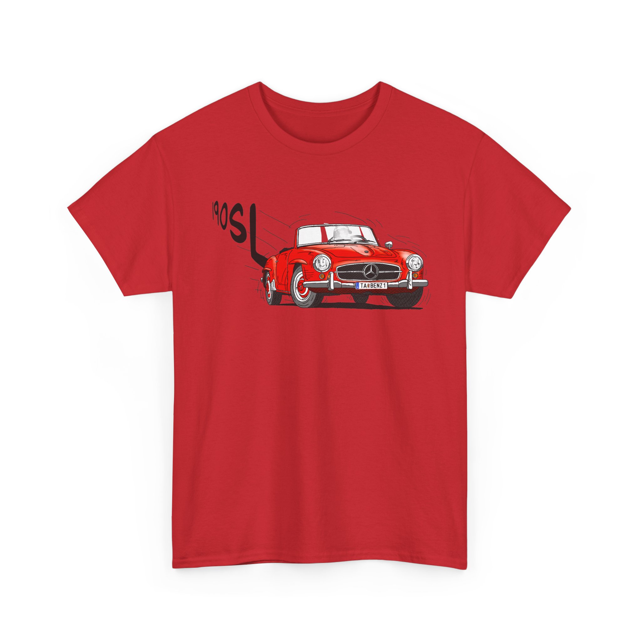 T-Shirt, Mercedes 190 SL, Strichzeichnung, Rot, TA BENZ 1