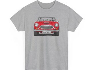 T-Shirt, Austin-Healey 3000, Strichzeichnung, Rot, personalisierbar