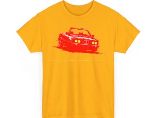 T-Shirt, BMW E30 Cabrio, Kritzel-Kratzel-Auto, Rot, großer feiner Druck