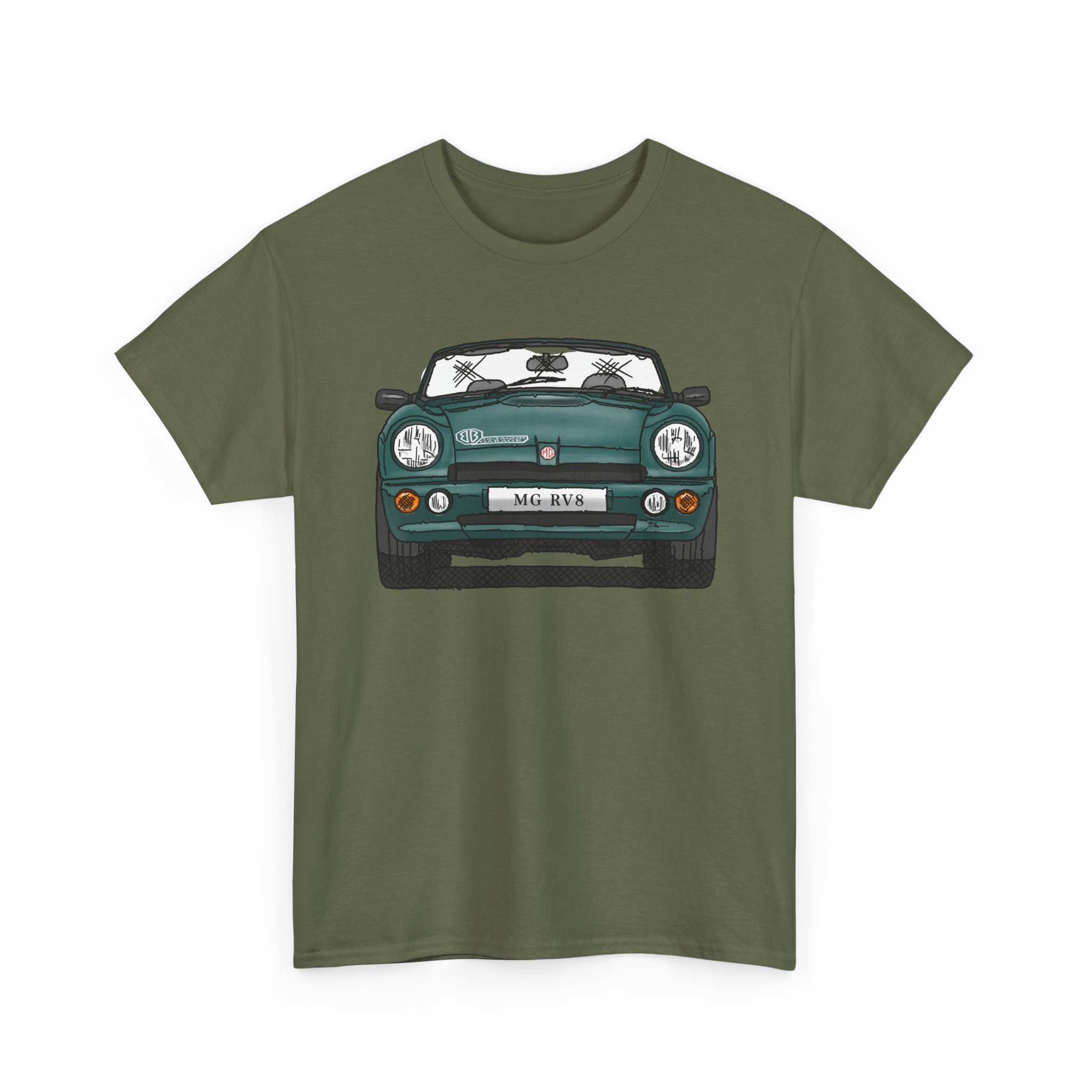 T-Shirt, MG RV8, Strichzeichnung, Grün – Bild 5