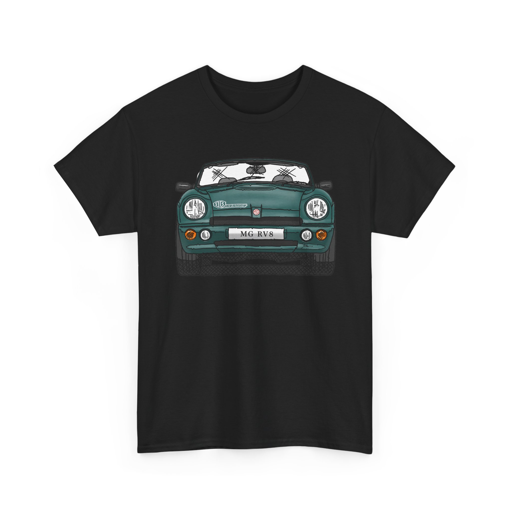 T-Shirt, MG RV8, Strichzeichnung, Grün – Bild 3