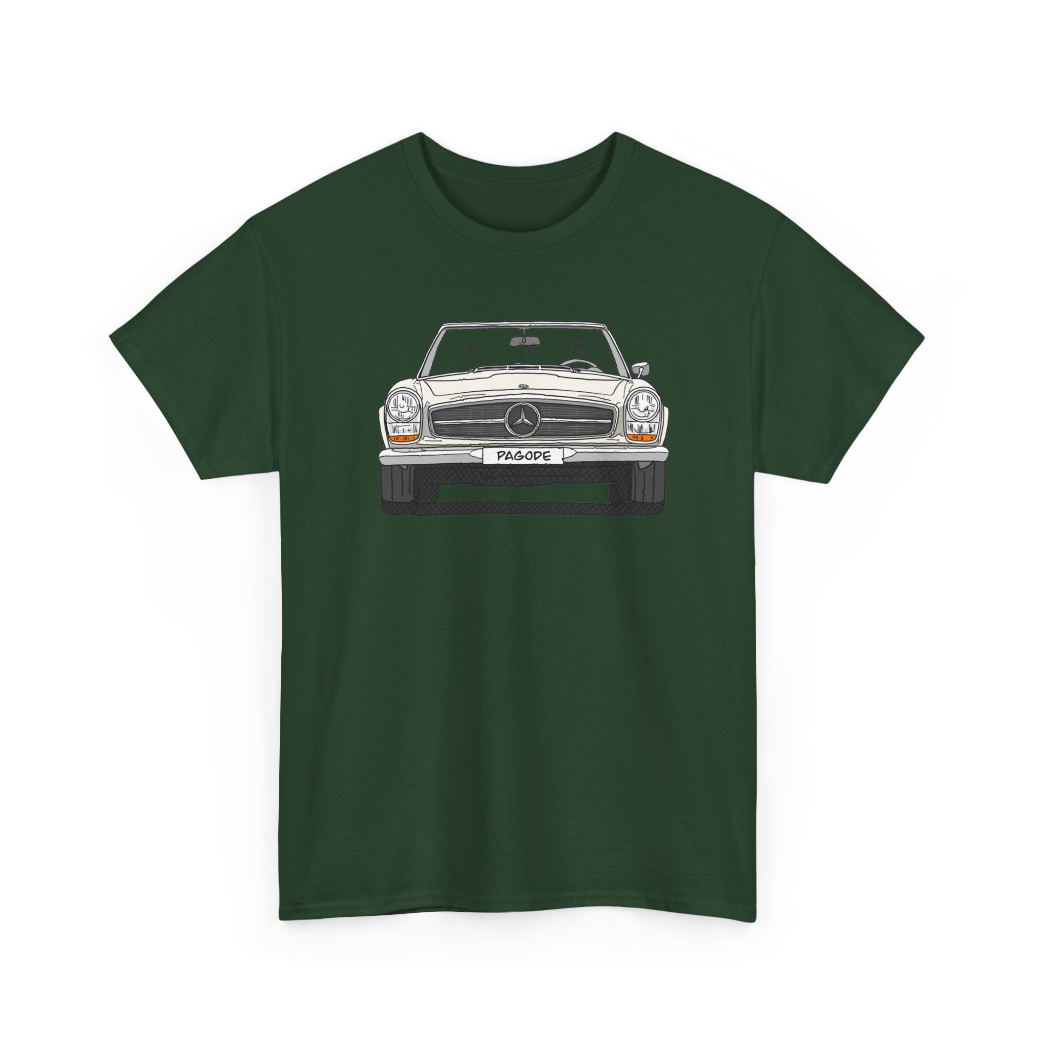 T-Shirt, Mercedes W113 Pagode, Strichzeichnung, Weiß – Bild 6