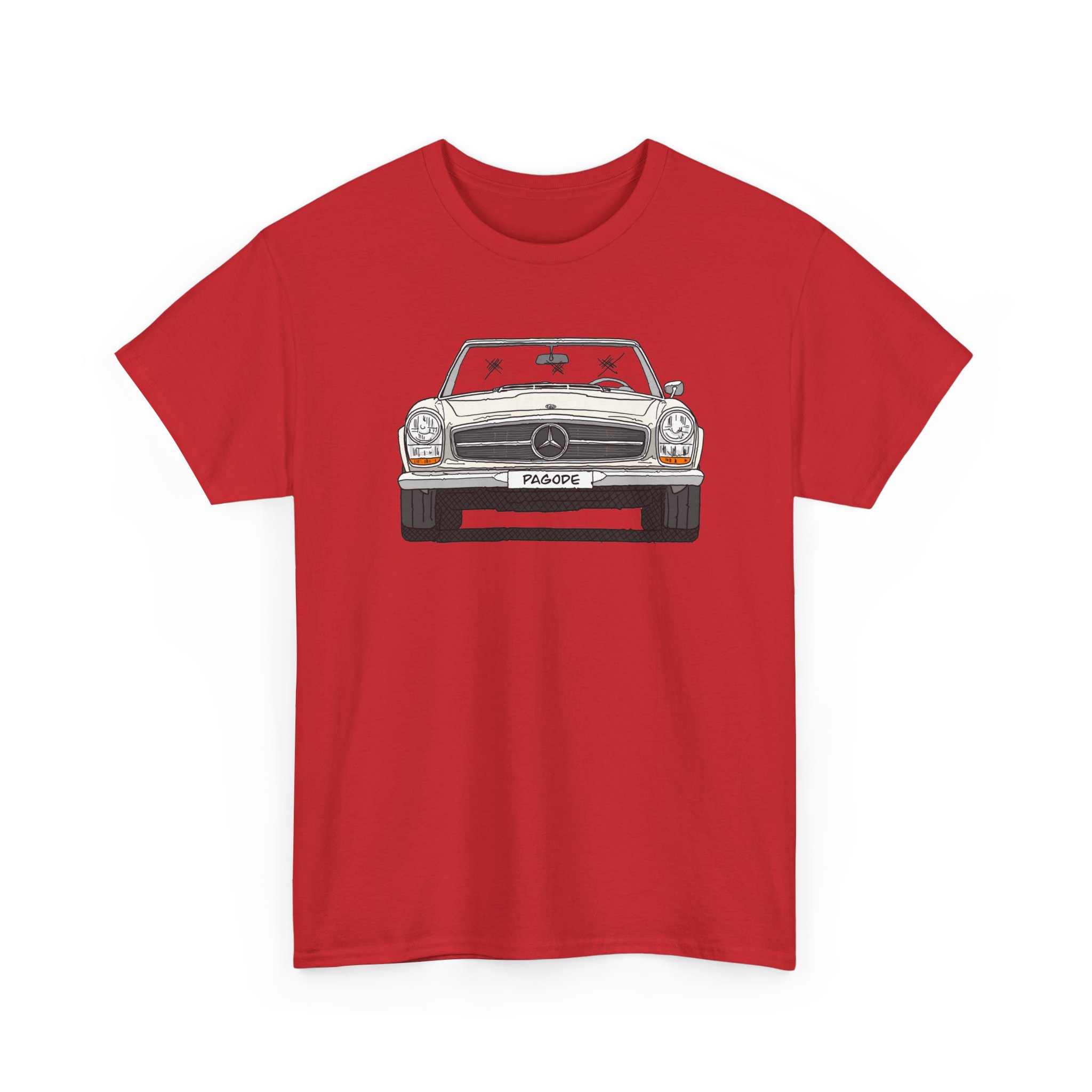 T-Shirt, Mercedes W113 Pagode, Strichzeichnung, Weiß – Bild 11