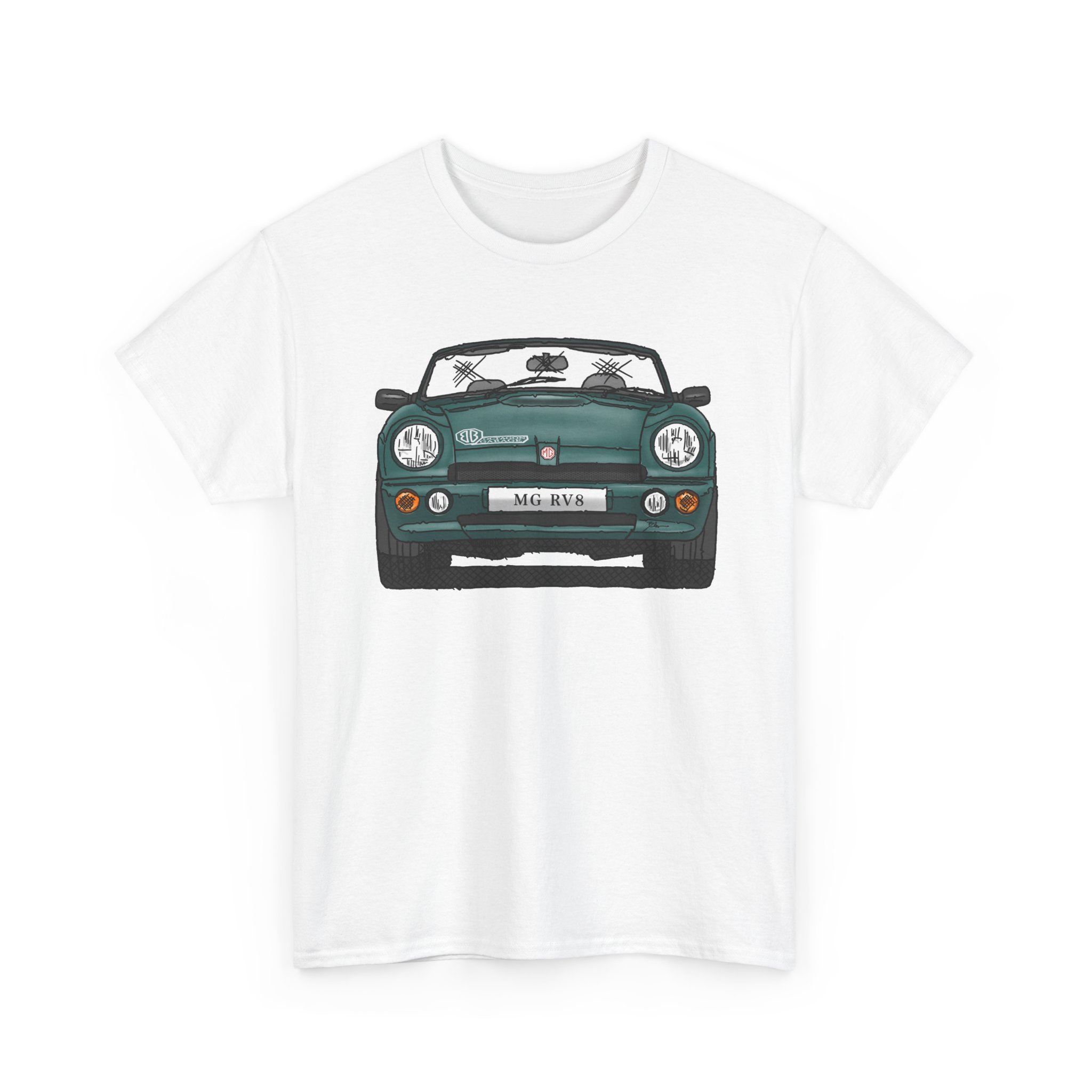 T-Shirt, MG RV8, Strichzeichnung, Grün – Bild 2