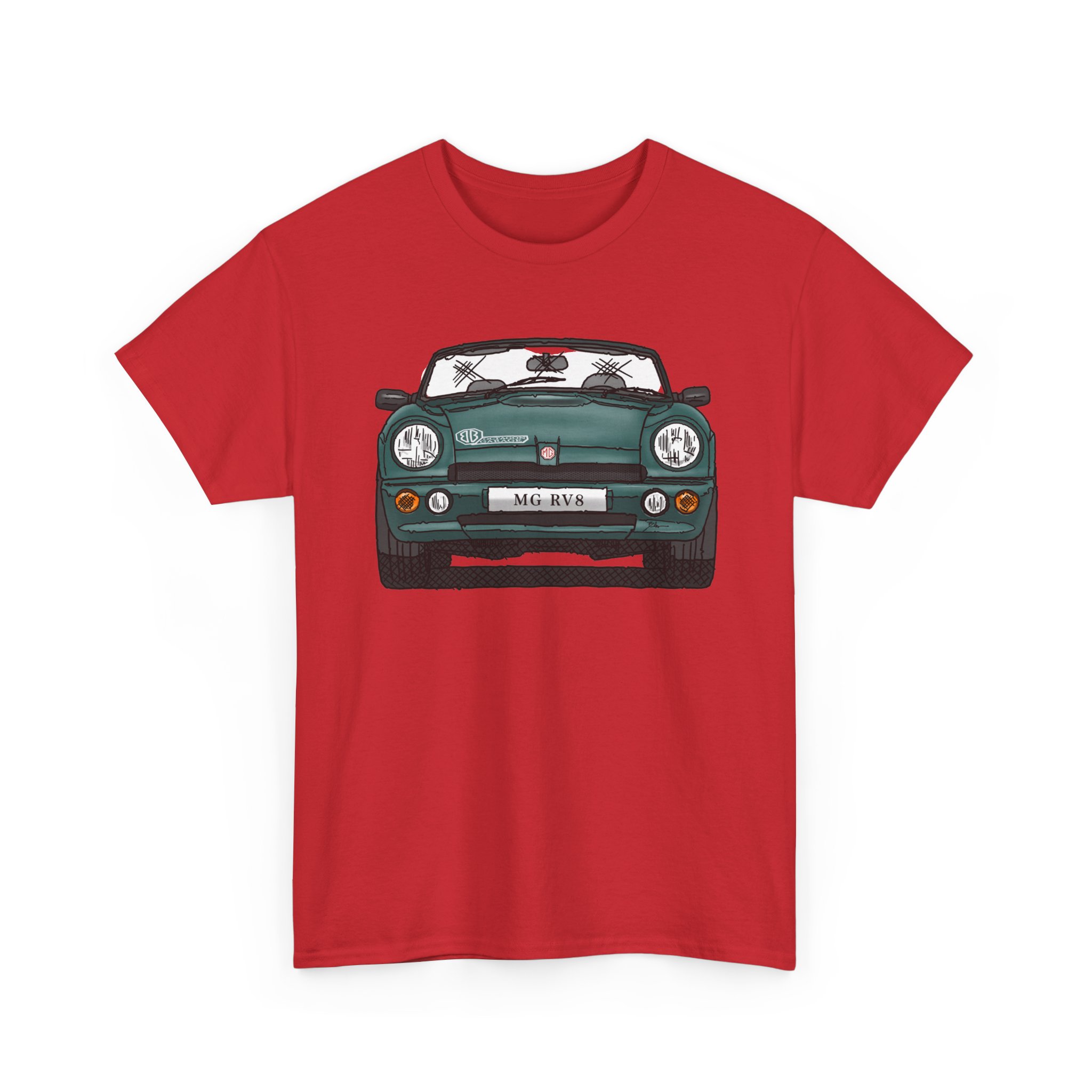 T-Shirt, MG RV8, Strichzeichnung, Grün – Bild 11