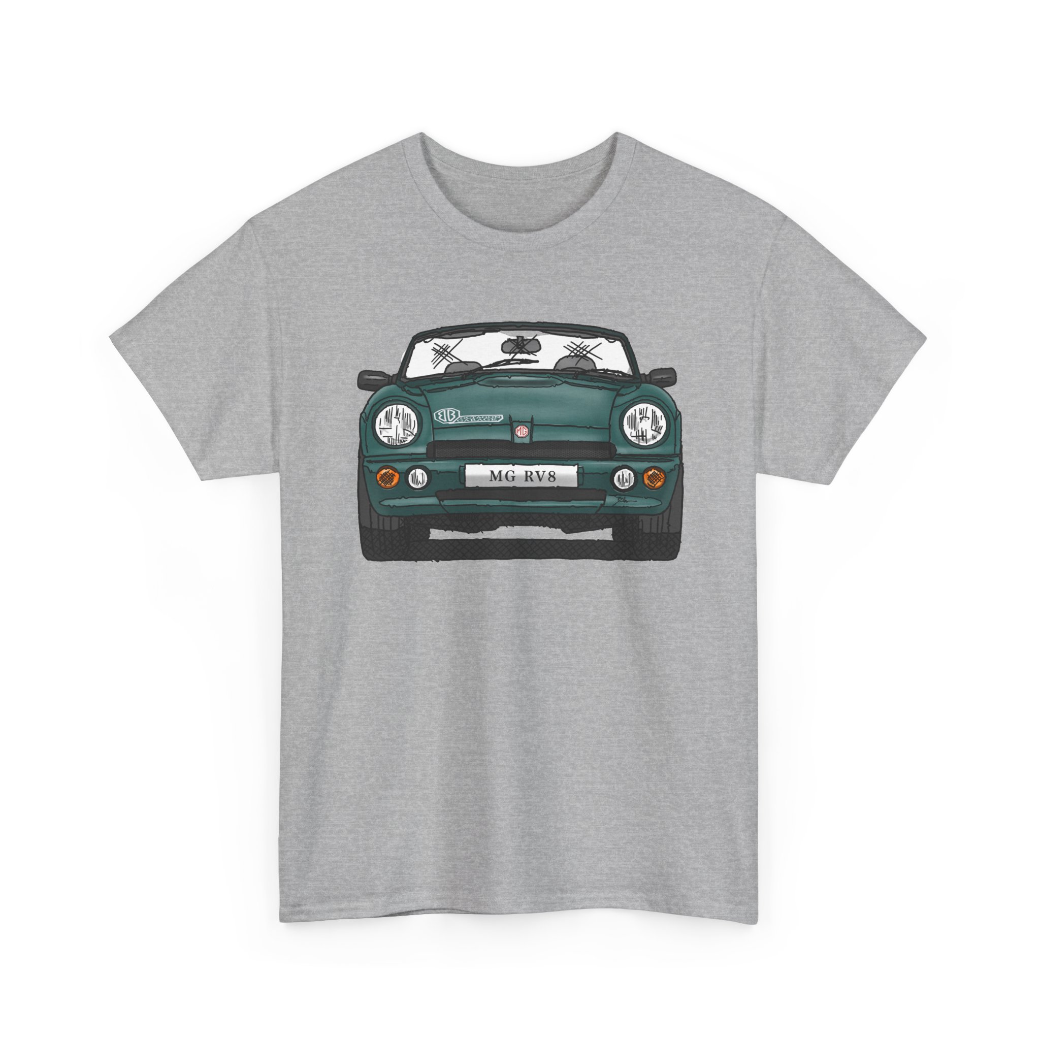 T-Shirt, MG RV8, Strichzeichnung, Grün