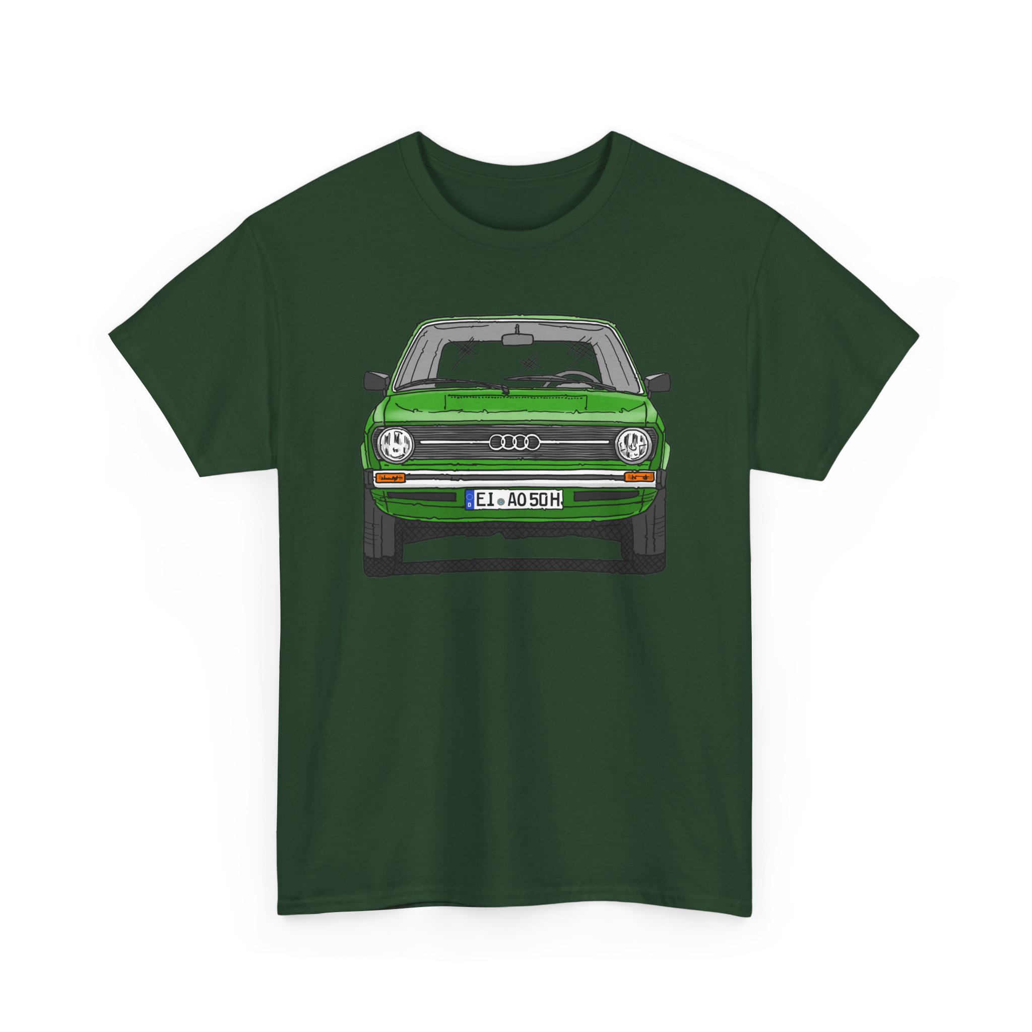 T-Shirt, Audi 50, Strichzeichnung, Cliffgrün, EI AO 50 H – Bild 6