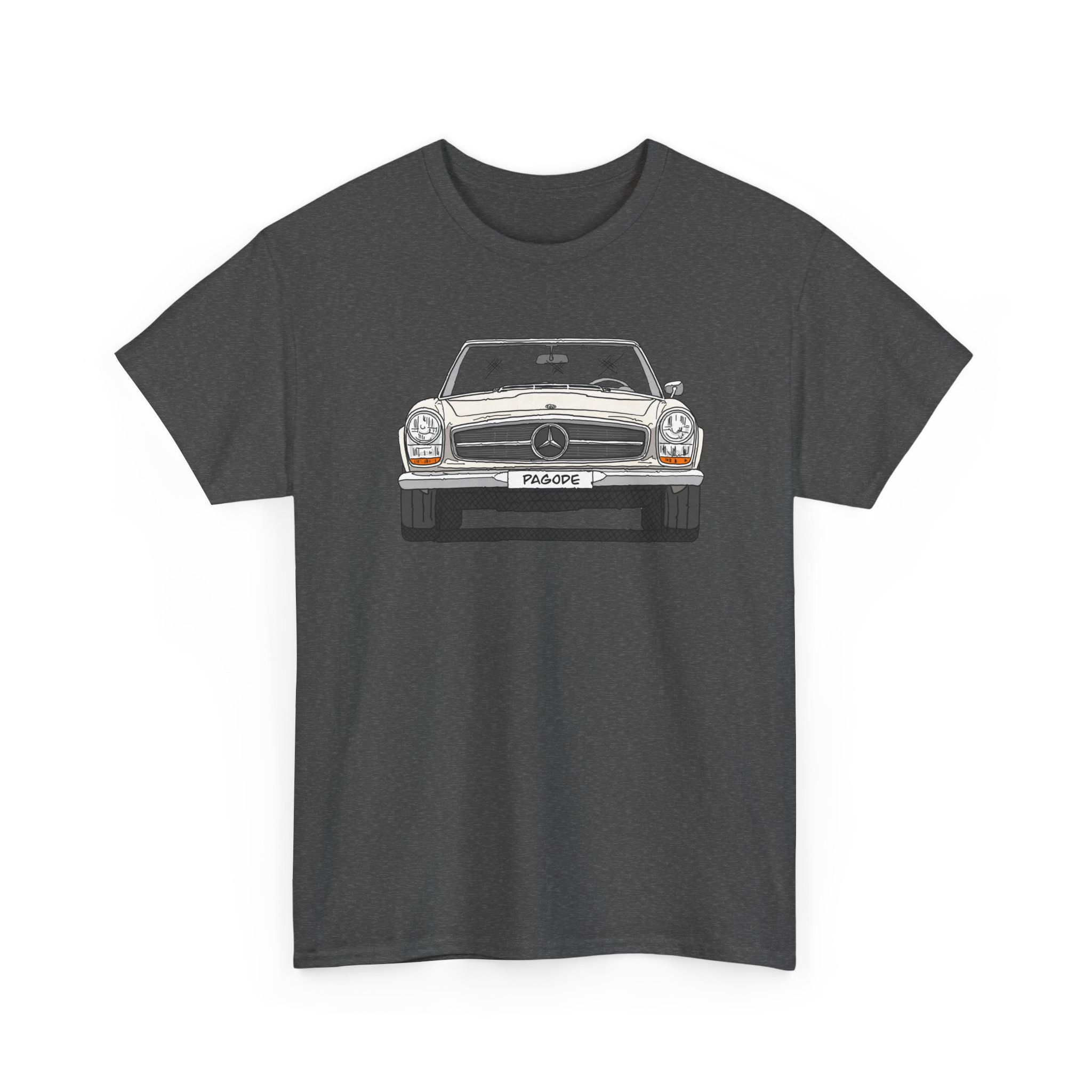 T-Shirt, Mercedes W113 Pagode, Strichzeichnung, Weiß – Bild 7
