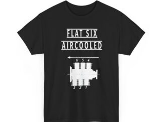 T-Shirt, 911, Text FLAT SIX – AIRCOOLED, Weiße Schrift
