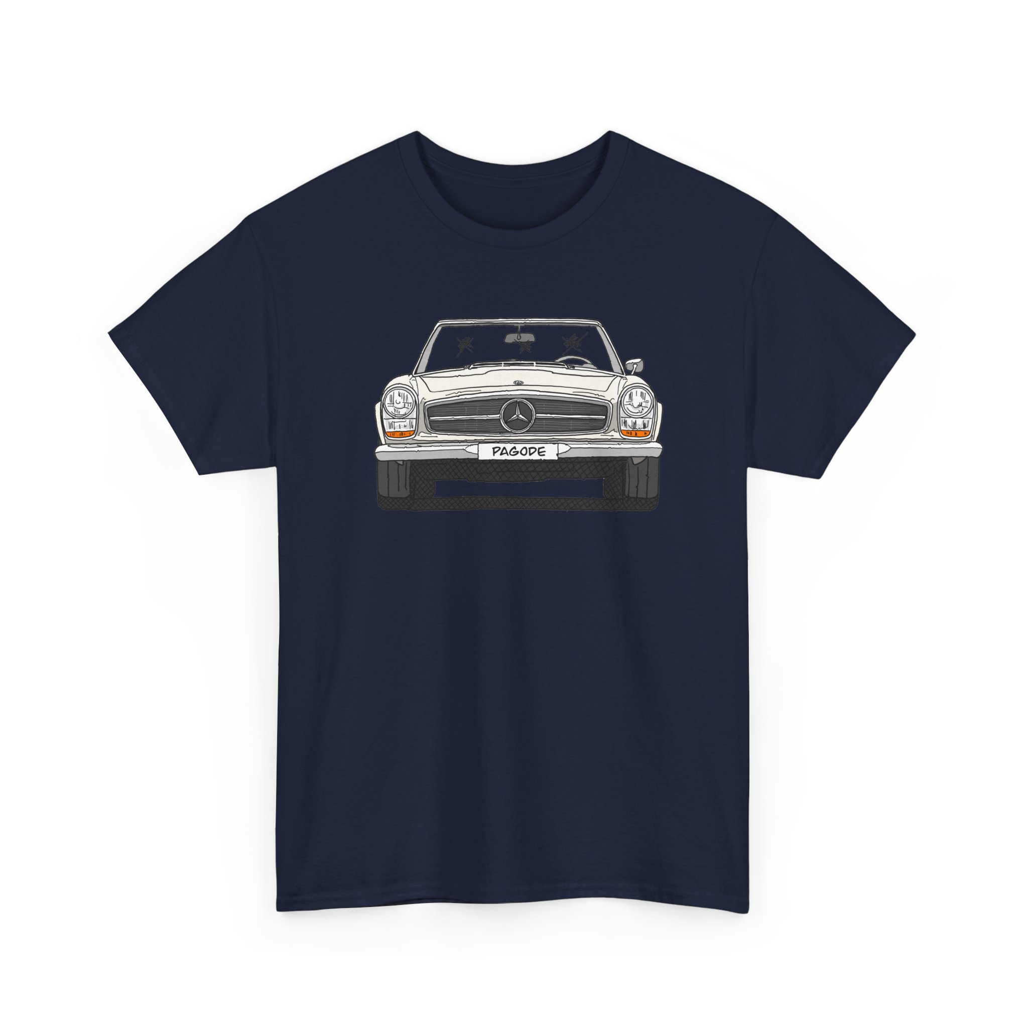 T-Shirt, Mercedes W113 Pagode, Strichzeichnung, Weiß – Bild 9