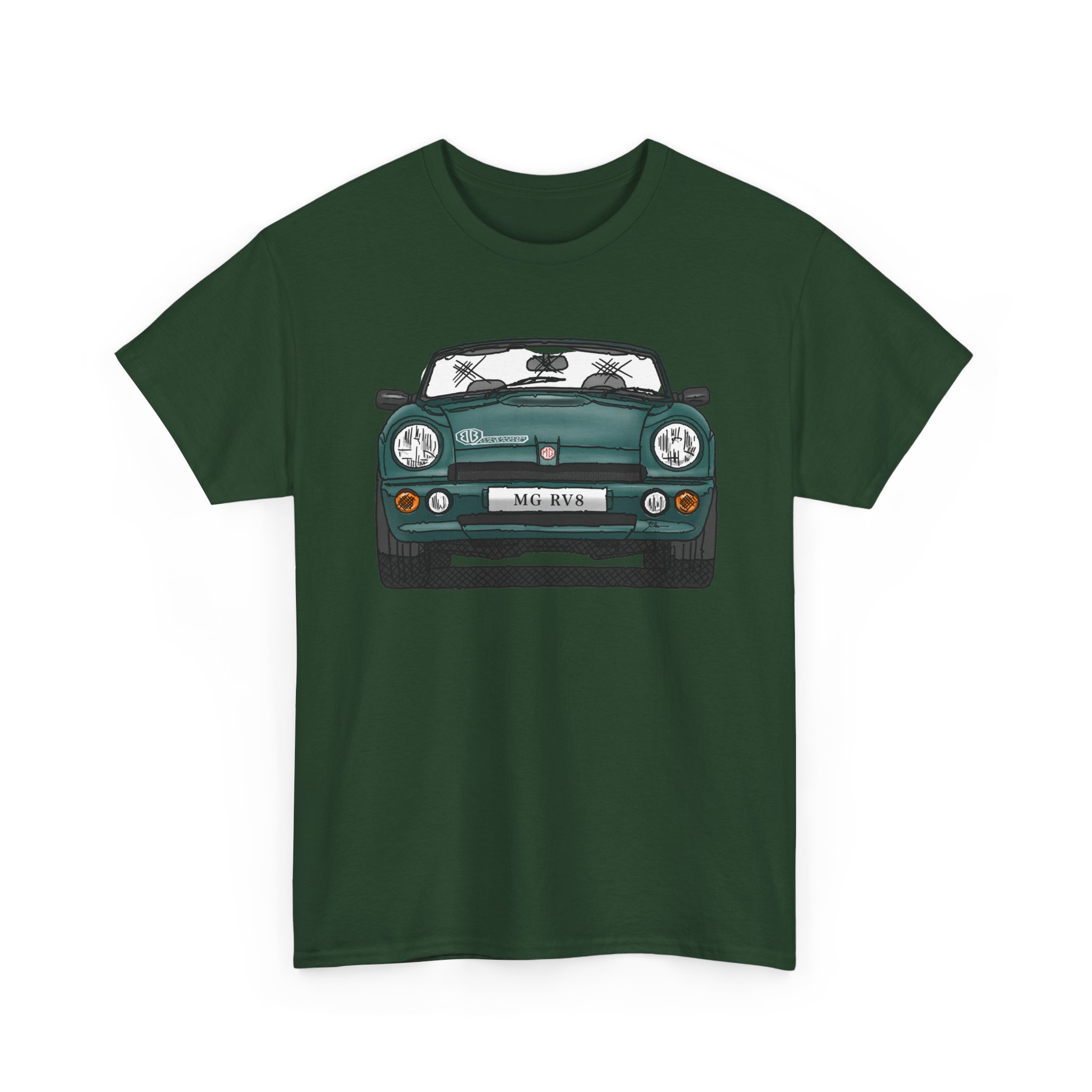 T-Shirt, MG RV8, Strichzeichnung, Grün – Bild 6