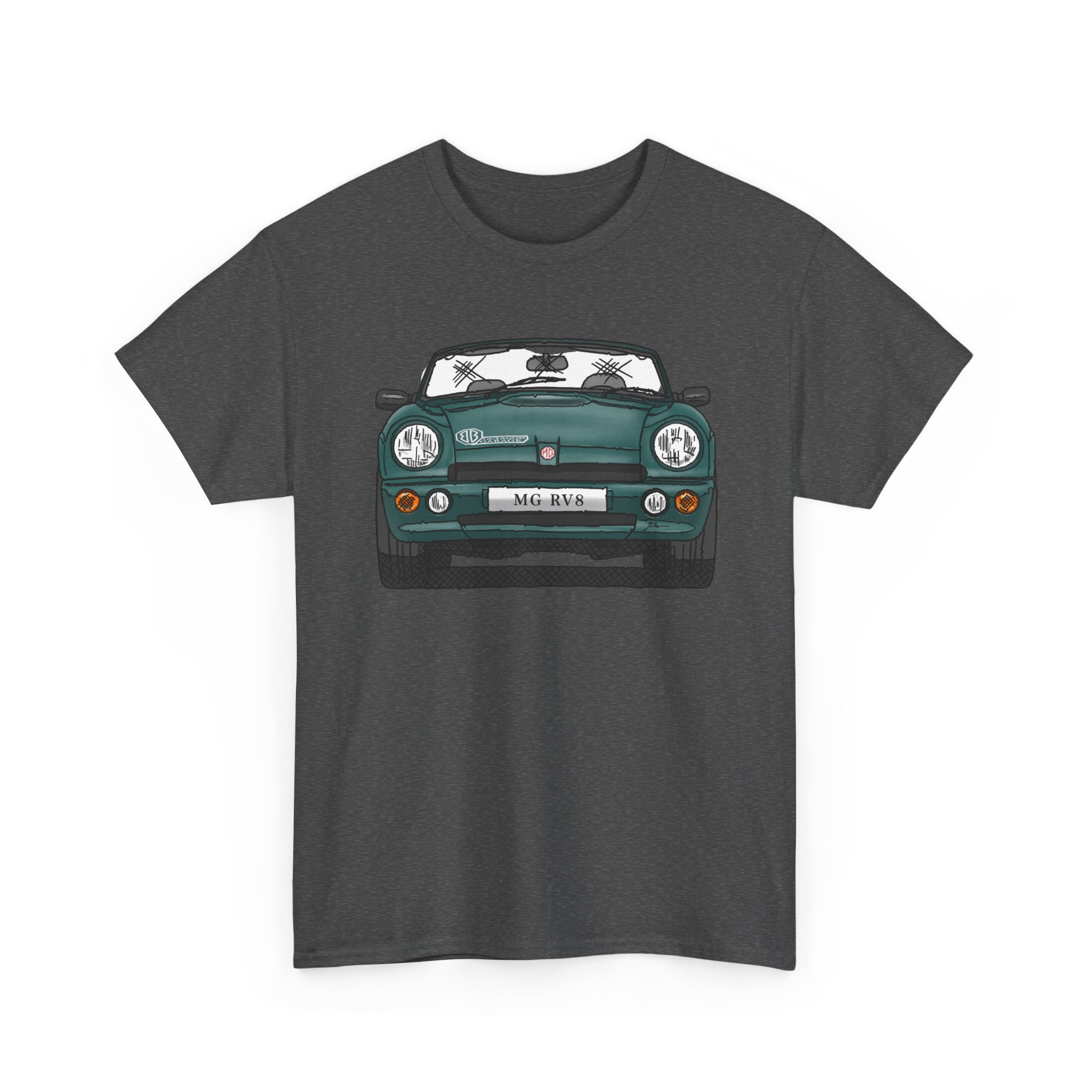 T-Shirt, MG RV8, Strichzeichnung, Grün – Bild 7