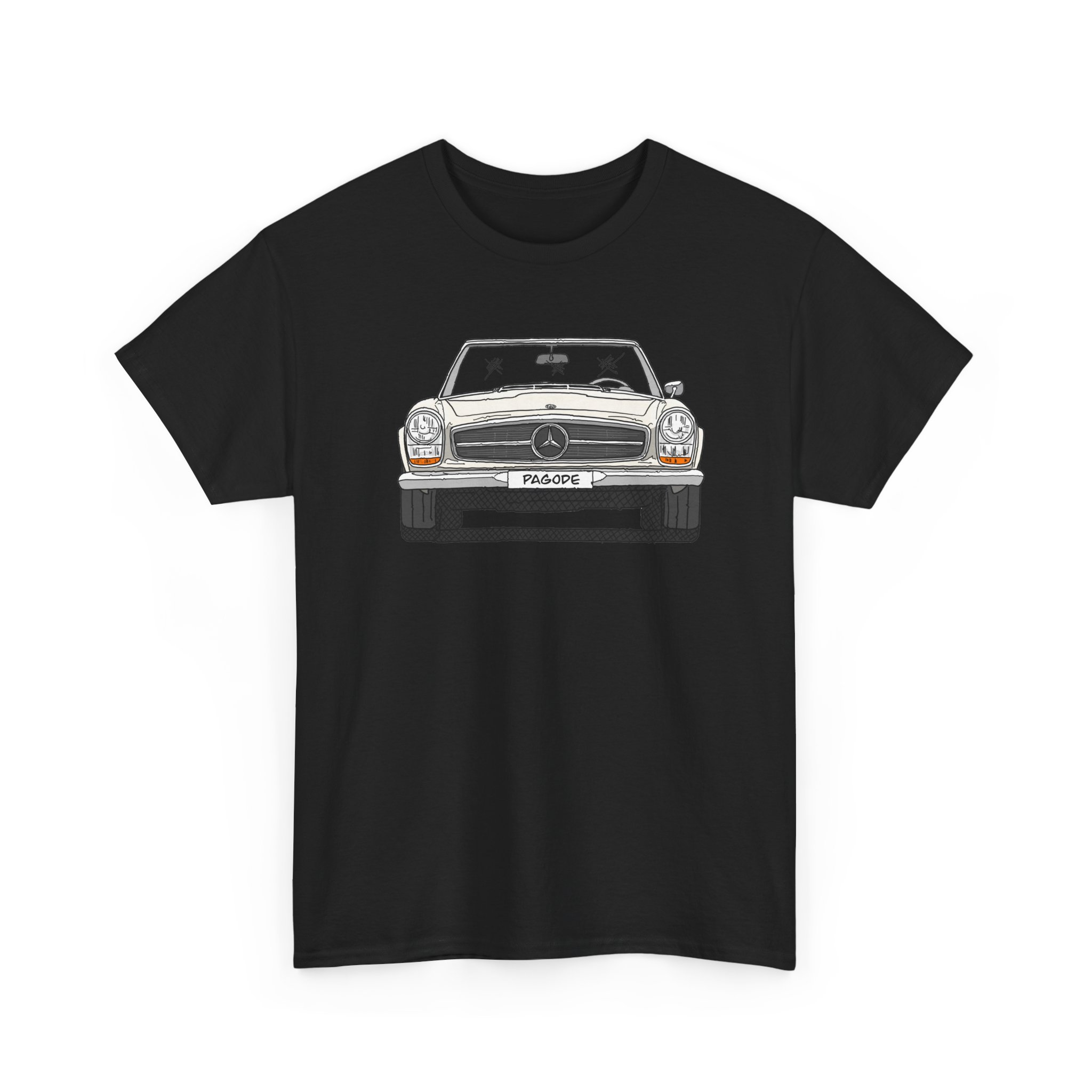 T-Shirt, Mercedes W113 Pagode, Strichzeichnung, Weiß – Bild 3