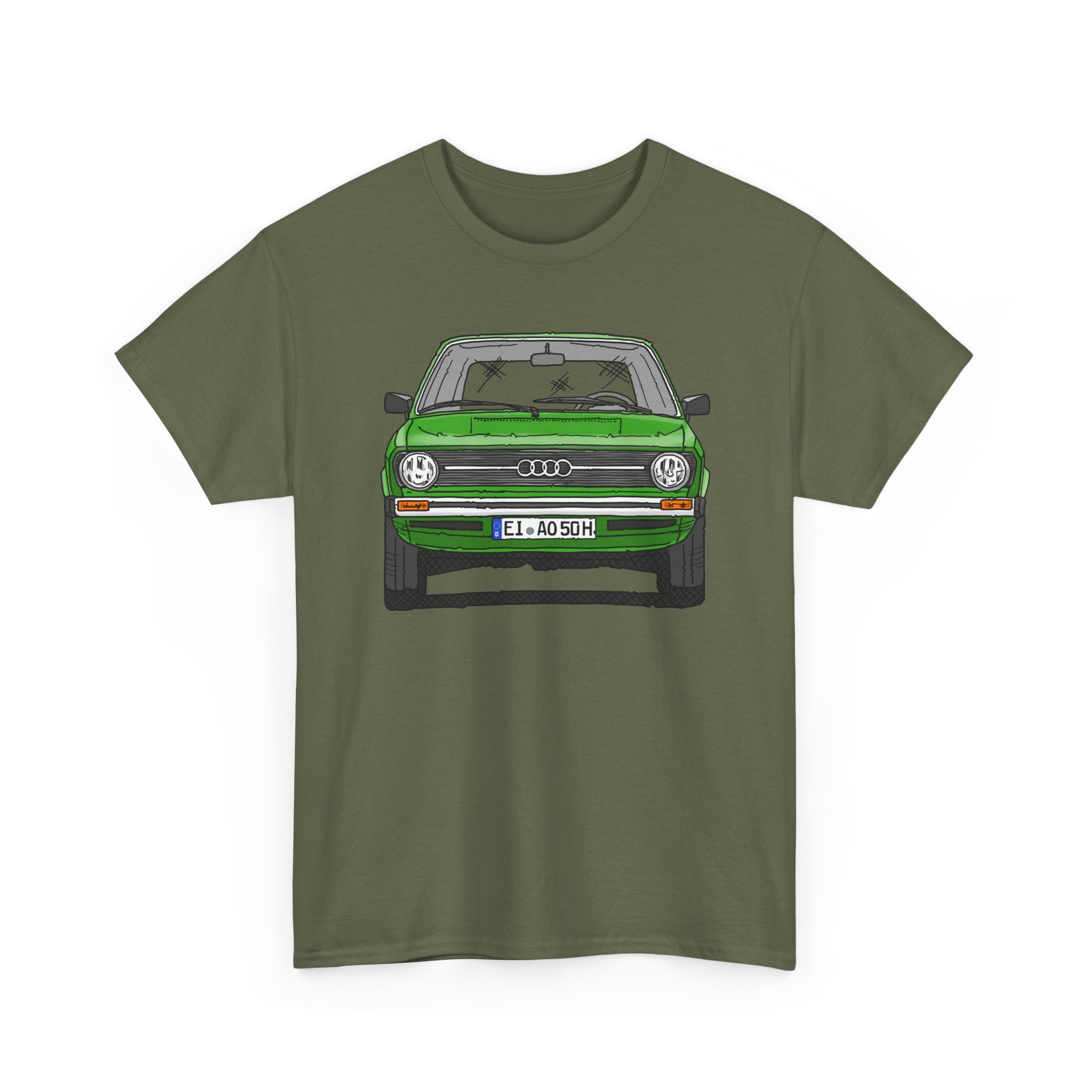 T-Shirt, Audi 50, Strichzeichnung, Cliffgrün, EI AO 50 H – Bild 5