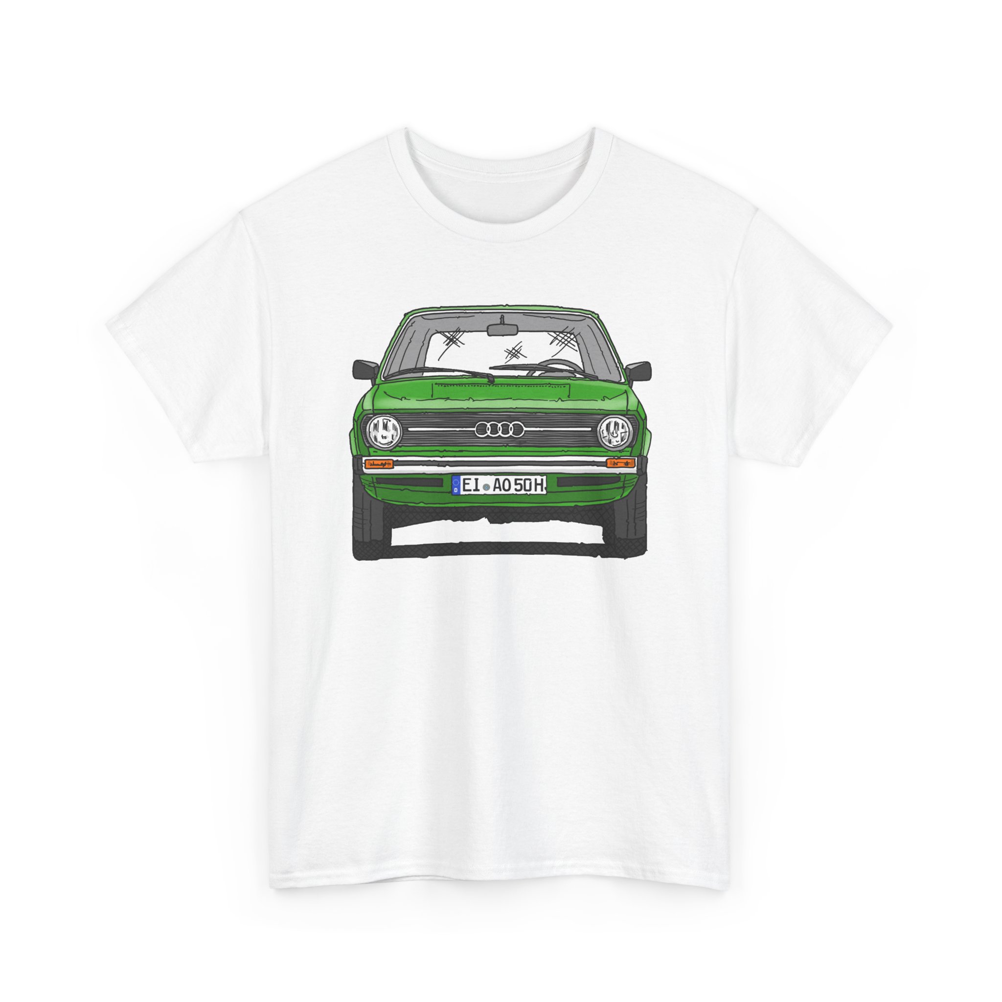 T-Shirt, Audi 50, Strichzeichnung, Cliffgrün, EI AO 50 H